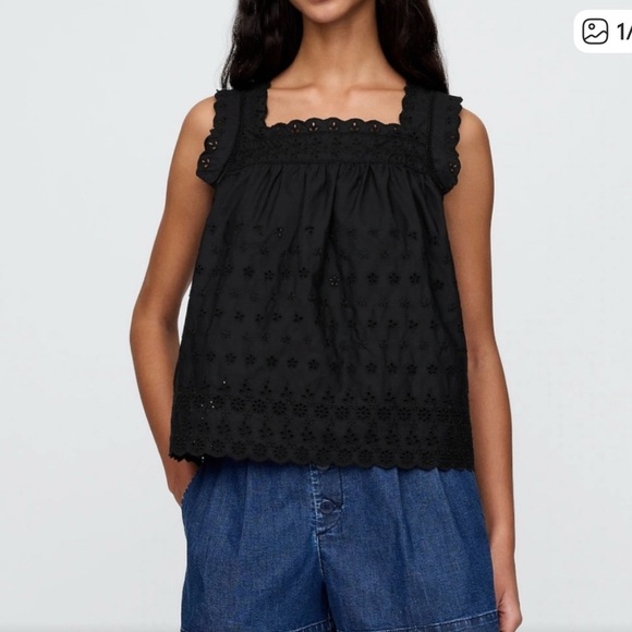 GAP X Doen Black Sleeveless Eyelet Top - Picture 4 of 15